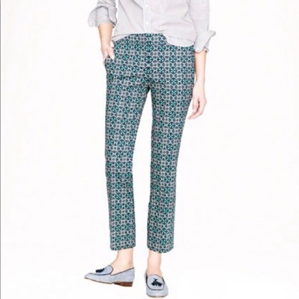 J‎ Crew Pink/Green/Blue Cropped Flat Front Pants 00 NEW